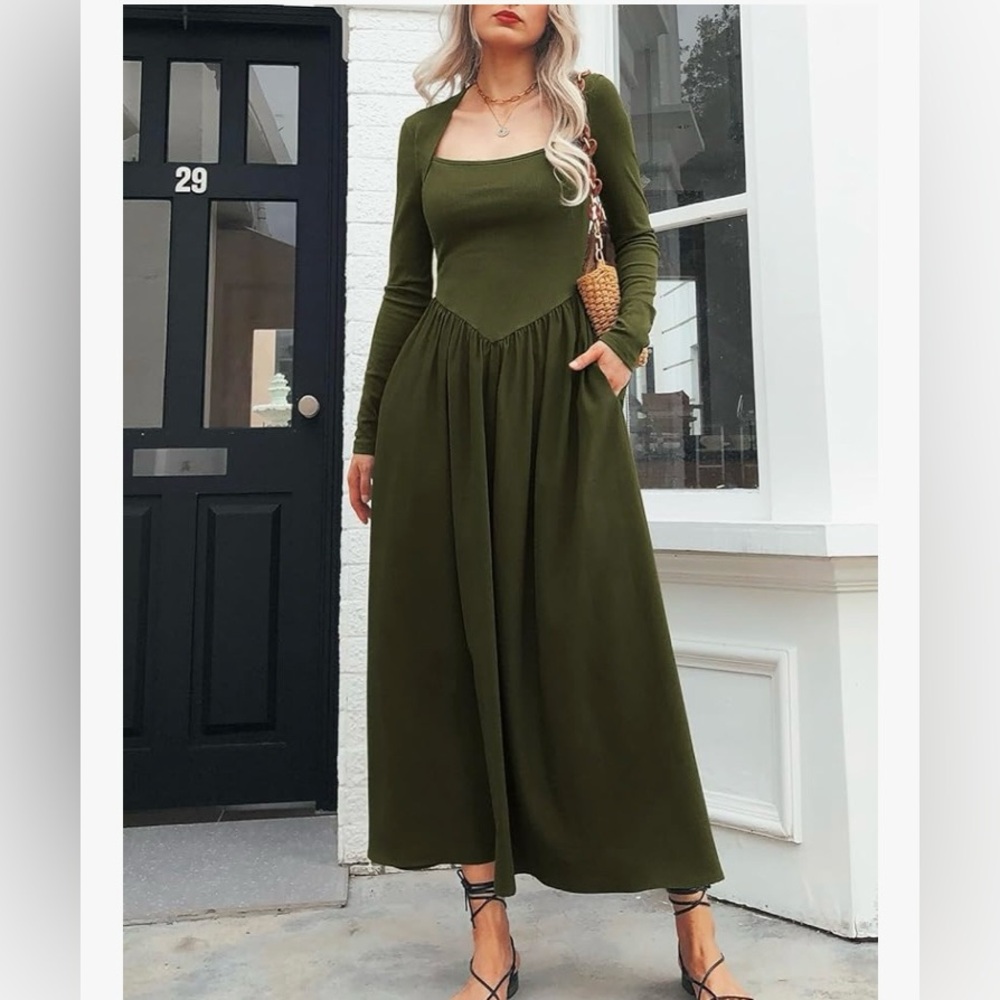 Olive Green Midi Dress